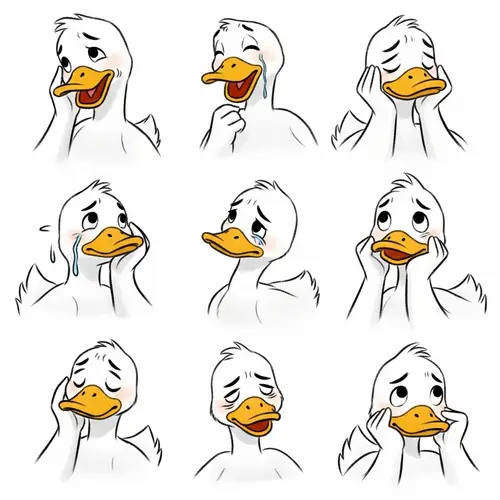 Whimsical White Duck | Animated Emotions and Poses | Cute Disney Style