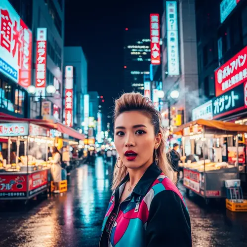 Stunning Ahegao Girl in Neon Tokyo Nightlife