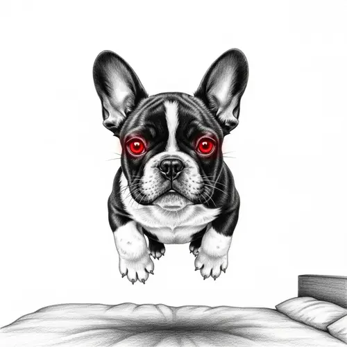 Eerie Monochromatic French Bulldog Puppy Drawing