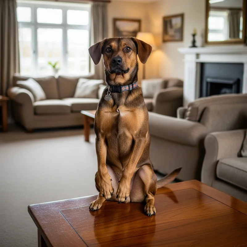 Cute Dog Sitting on Table