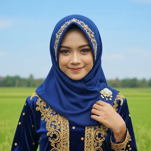 Indonesian Hijab Girl: Cultural Beauty in Deep Blue Hijab