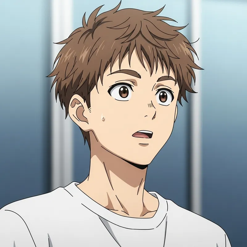 Surprised Anime Young Man in White Shirt