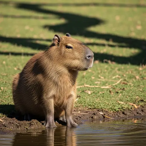 Majestic Capybara Sitting by Watering Hole