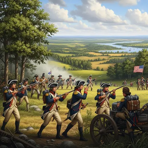 Revolutionary War Scene - 18th Century USA Soldiers Fighting for Independence