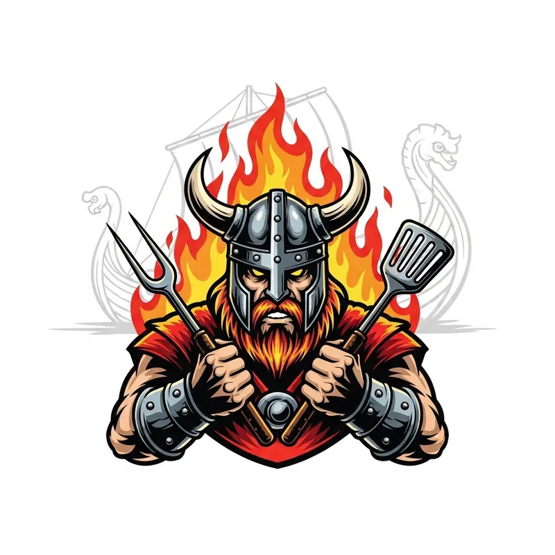 Fierce Viking Warrior BBQ Logo Design