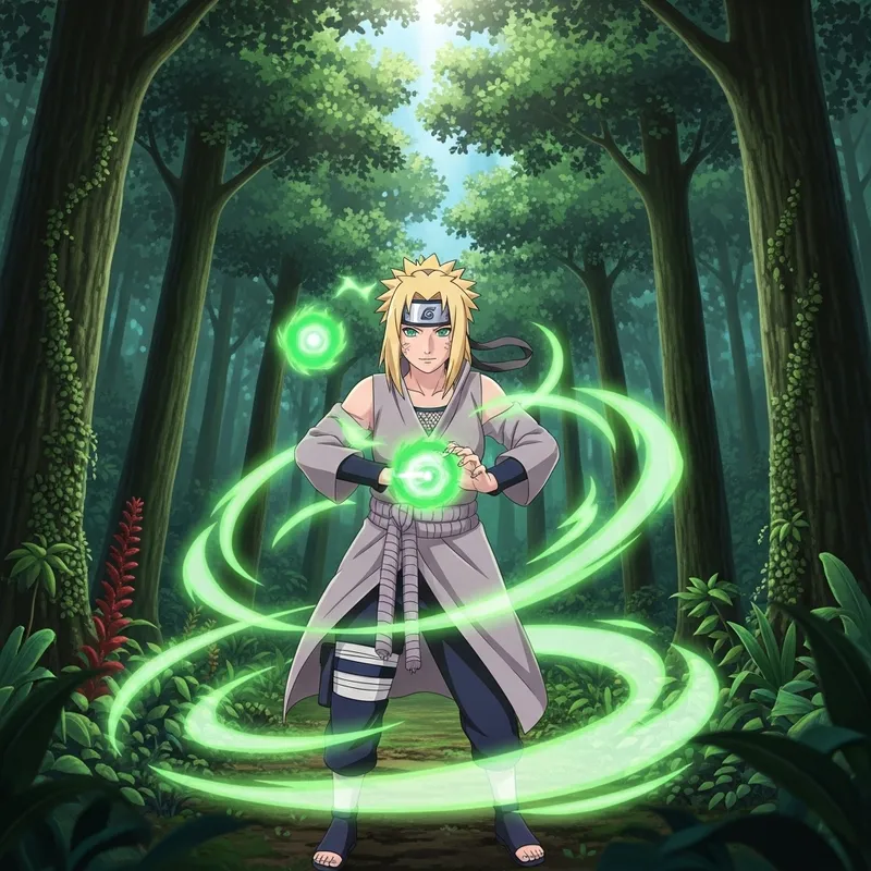Enchanted Forest Encounter with Anime Tsunade and Chakra Energy