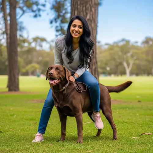 South Asian Woman Riding Playful Labrador Dog | Happiness in the Park