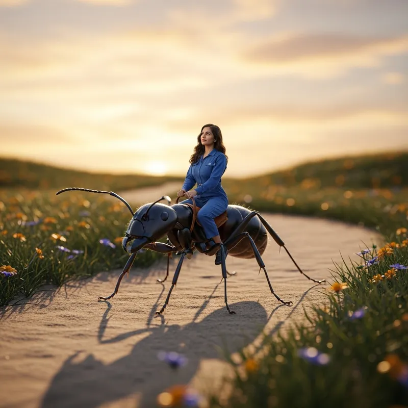Woman Riding Ant | Unusual Insect Interaction Woman Riding Ant | Unusual Insect Interaction