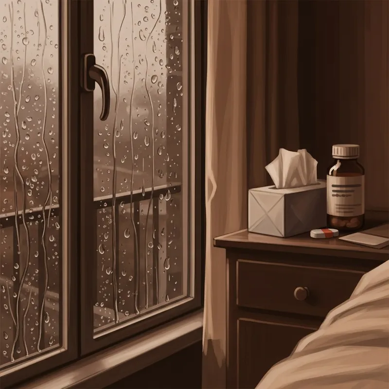 Cozy Bedroom Bliss: Raindrops on the Window