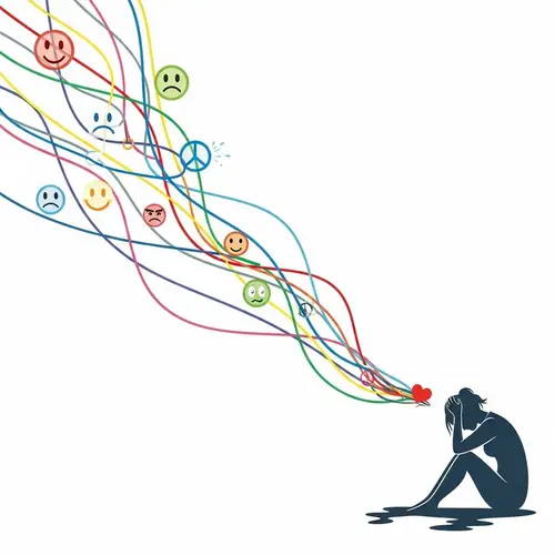 Colorful Strings of Empathy: Vibrant Depiction of Human Emotions