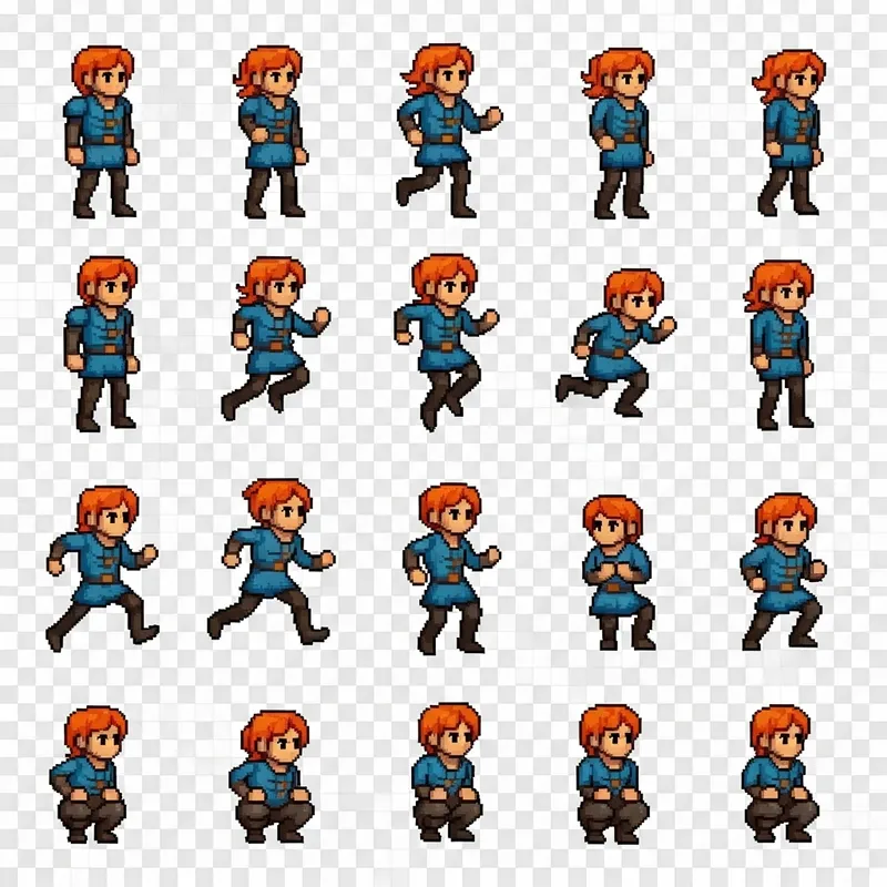 Gender-Neutral Pixel Art Base Model Sprite Sheet