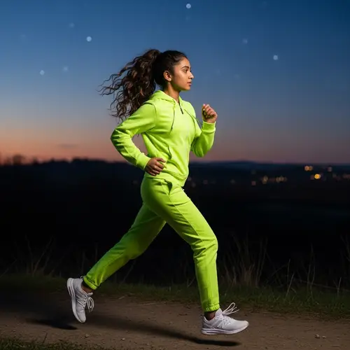 Energetic Teen Girl Sprinting in Twilight | Running at Dusk
