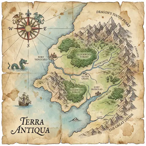 Vintage Illustrated Map Design with Terrain Details