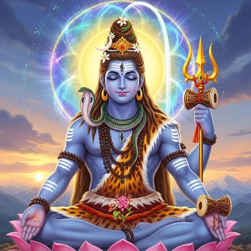 Lord Shiva Meditation Pose - Divine Deity with Trident and Drum