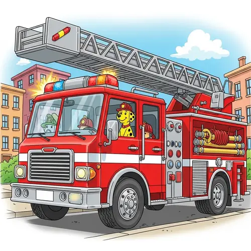 Cartoon Fire Engine Illustration - Vivid & Fun