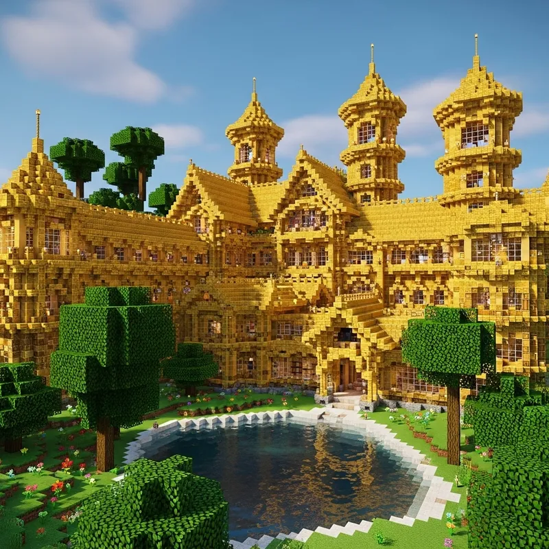 Golden Mansion in Minecraft | Luxurious Architecture Design