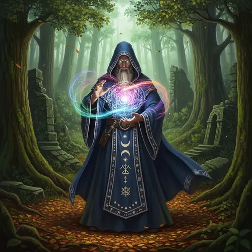 Mystic Wizard in Enchanted Forest