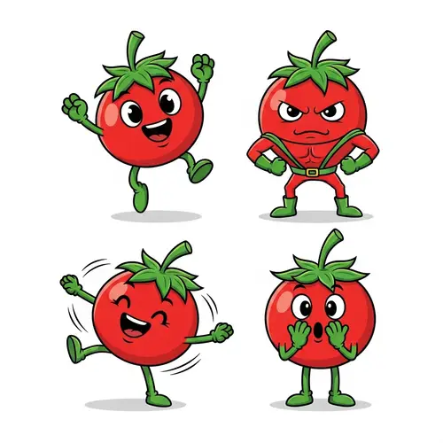 Cute Cartoon Tomato Character with Hands and Legs | Dynamic Poses