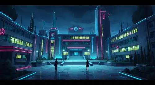 Futuristic Soviet-Style School | Neon Palmela, Portugal