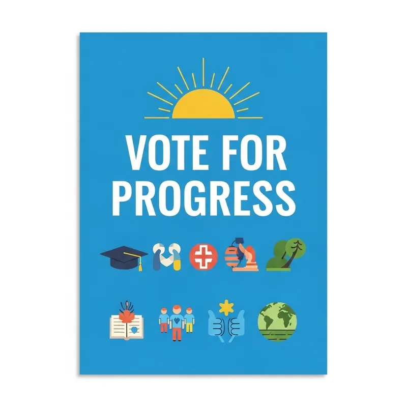 Vote for Progress - Campaign Poster | Hope, Education, Healthcare