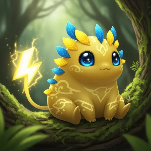 Adorable Yellow Electricity-Themed Creature