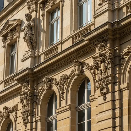 French Baroque Architecture: Earth-Colored Stucco Details