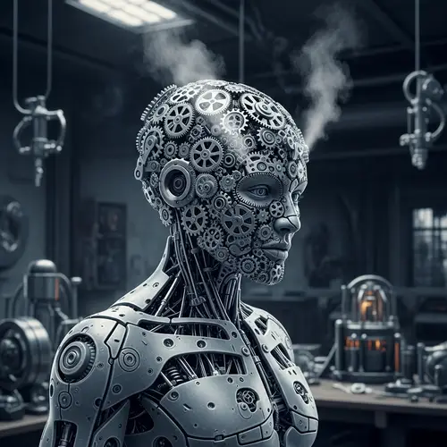 Mechanical Man: Surreal Fusion of Man and Machine