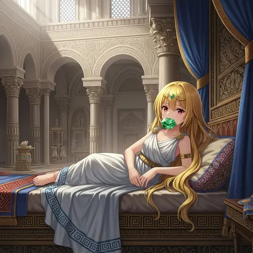Greek Toga Girl on Bed in Palace | Fate Gilgamesh Caster