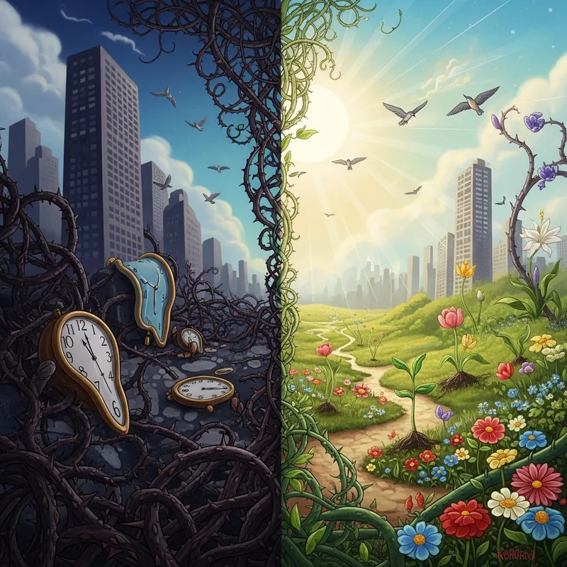 Digital Painting: Surrealistic Transformative Journey from Burnout to Healing