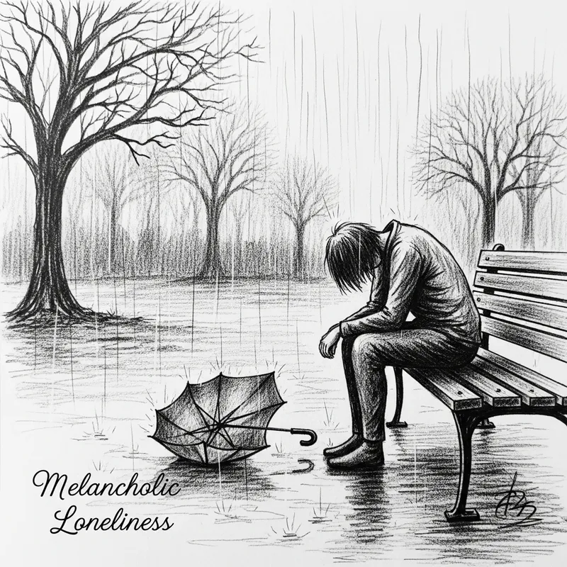 Melancholic Loneliness - Pencil Sketch: Embodying Melancholy