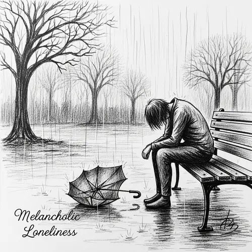 Melancholic Loneliness - Pencil Sketch Artwork