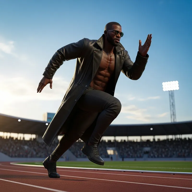 Blade Sprinting on Running Track - Vampire Hunter Character