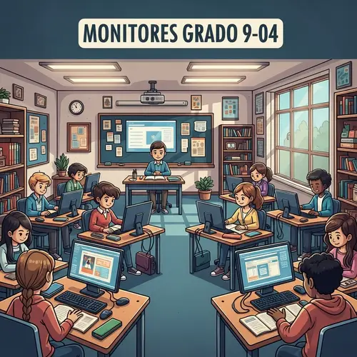 Diverse Classroom Scene with Monitores Grado 9-04