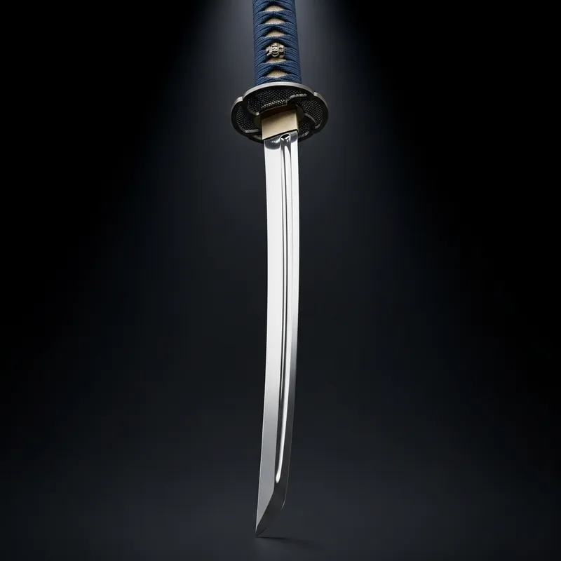 Elegant Japanese Katana Sword on Black Background
