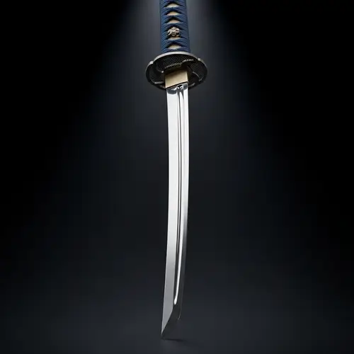 Elegant Japanese Katana Sword on Black Background