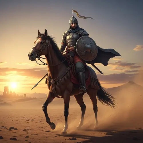 Middle-Eastern Warrior on Horse in Desert - Pre-Islamic & Islamic Times