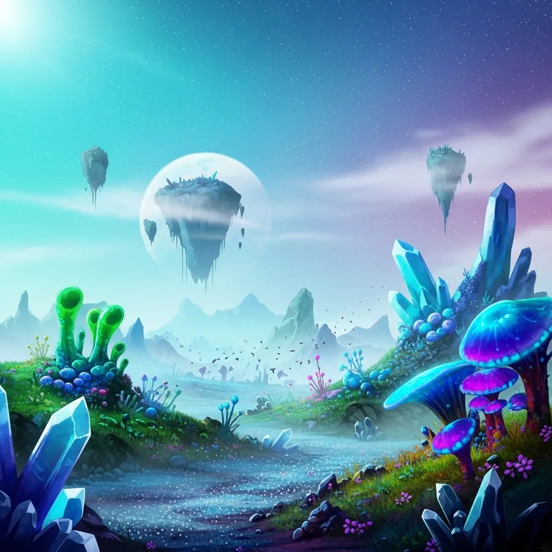 Deserted Fantasy Planet with Technicolor Beauty