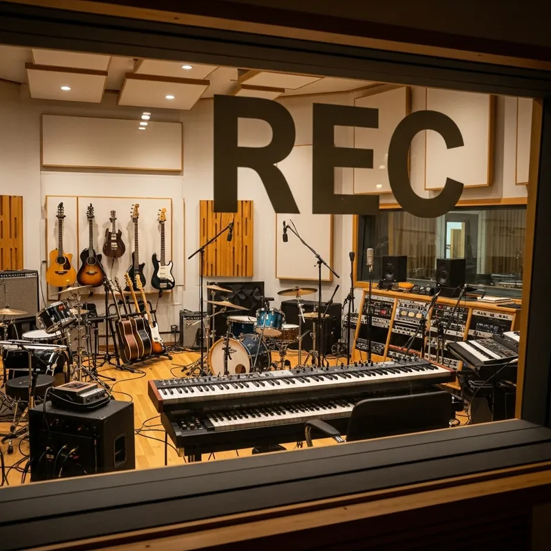 Professional Recording Studio with REC Sign Professional Recording Studio with REC Sign