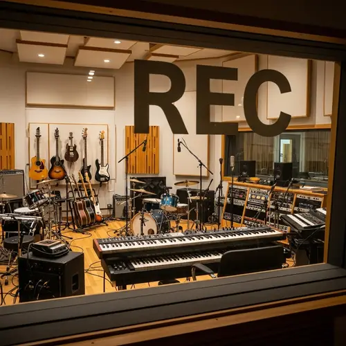 Professional Recording Studio with REC Sign