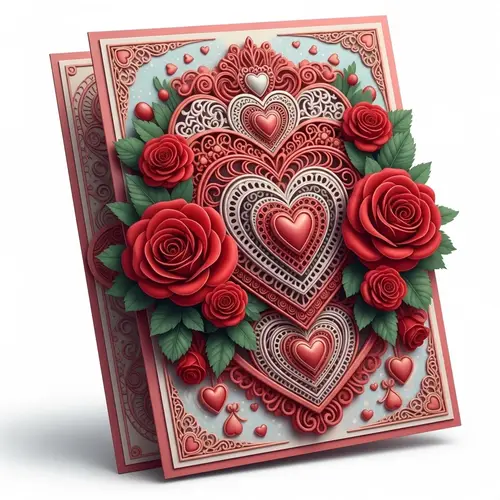 Intricately Designed Valentine's Card with Romantic Symbols