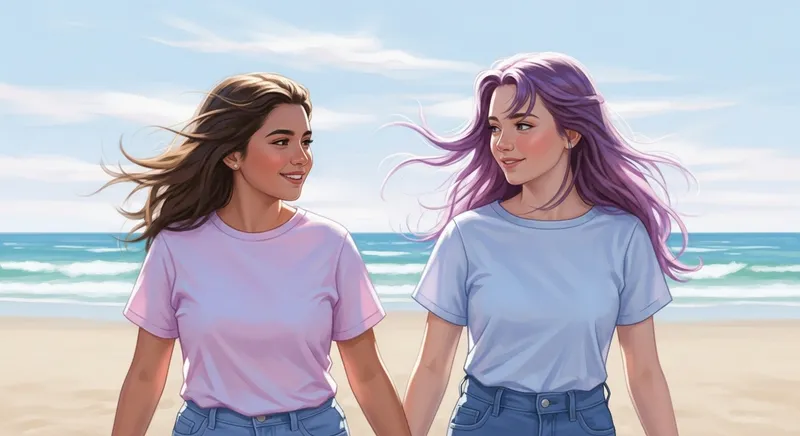 Tender Love and Tranquility: Enchanting Anime Scene with Celestial Bikinis