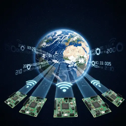 Wireless Communication Art: Microcontrollers Transmit Data to Earth