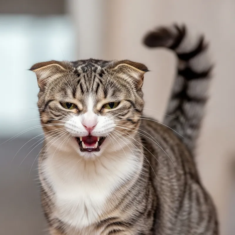 Angry Cat Illustration: Fierce Domestic Short-Haired Feline