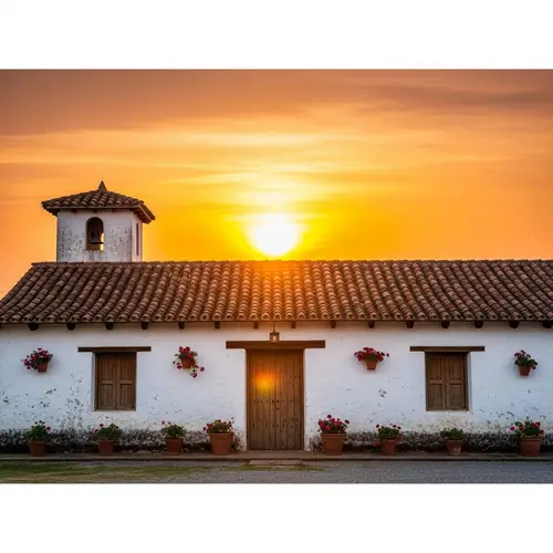 Serene Countryside Hacienda House | White Walls, Terracotta Roof