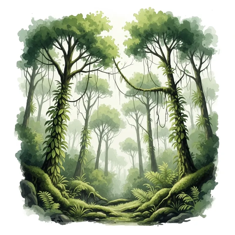 Verdant Jungle Watercolor Art Verdant Jungle Watercolor Art