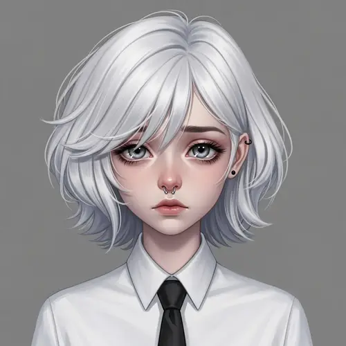 Small Statured Caucasian Girl with Snow-White Fluffy Hair