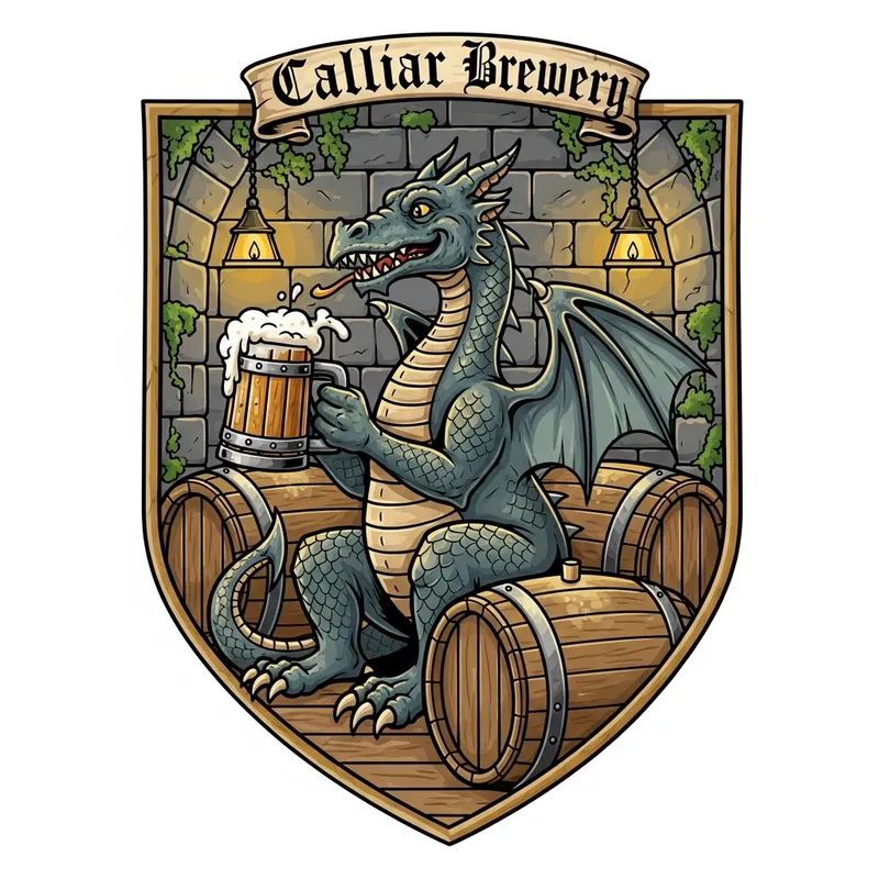 Cellar Dragon Brewery: Beer Drinking Dragon Crest