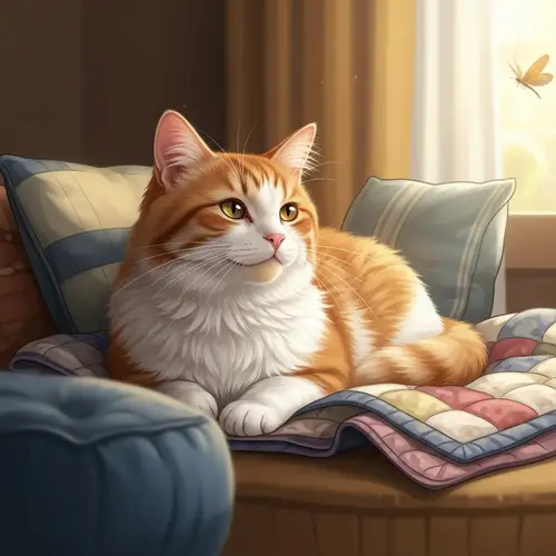 Beautiful Cat with Orange and White Fluffy Fur Coat