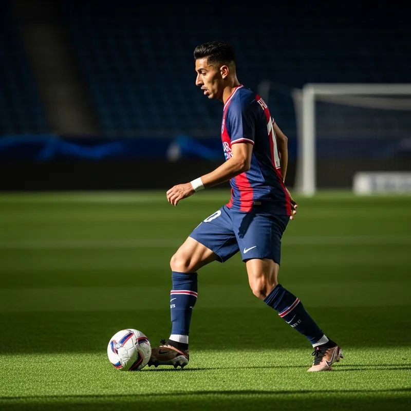 A Professional Moroccan Footballer in Paris Saint-Germain-Like Kit