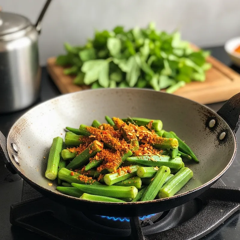 Sizzling Bhindi with Spicy Indian Tadka: A Culinary Delight Sizzling Bhindi with Spicy Indian Tadka: A Culinary Delight